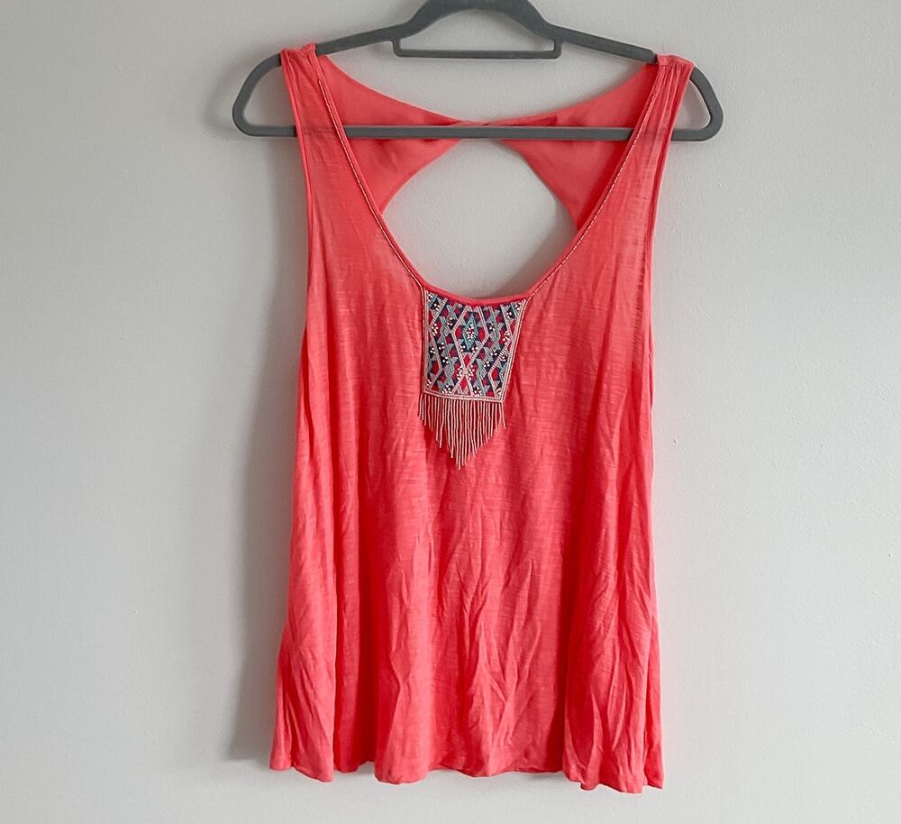 Women's Large American Eagle Beaded Sleeveless Top